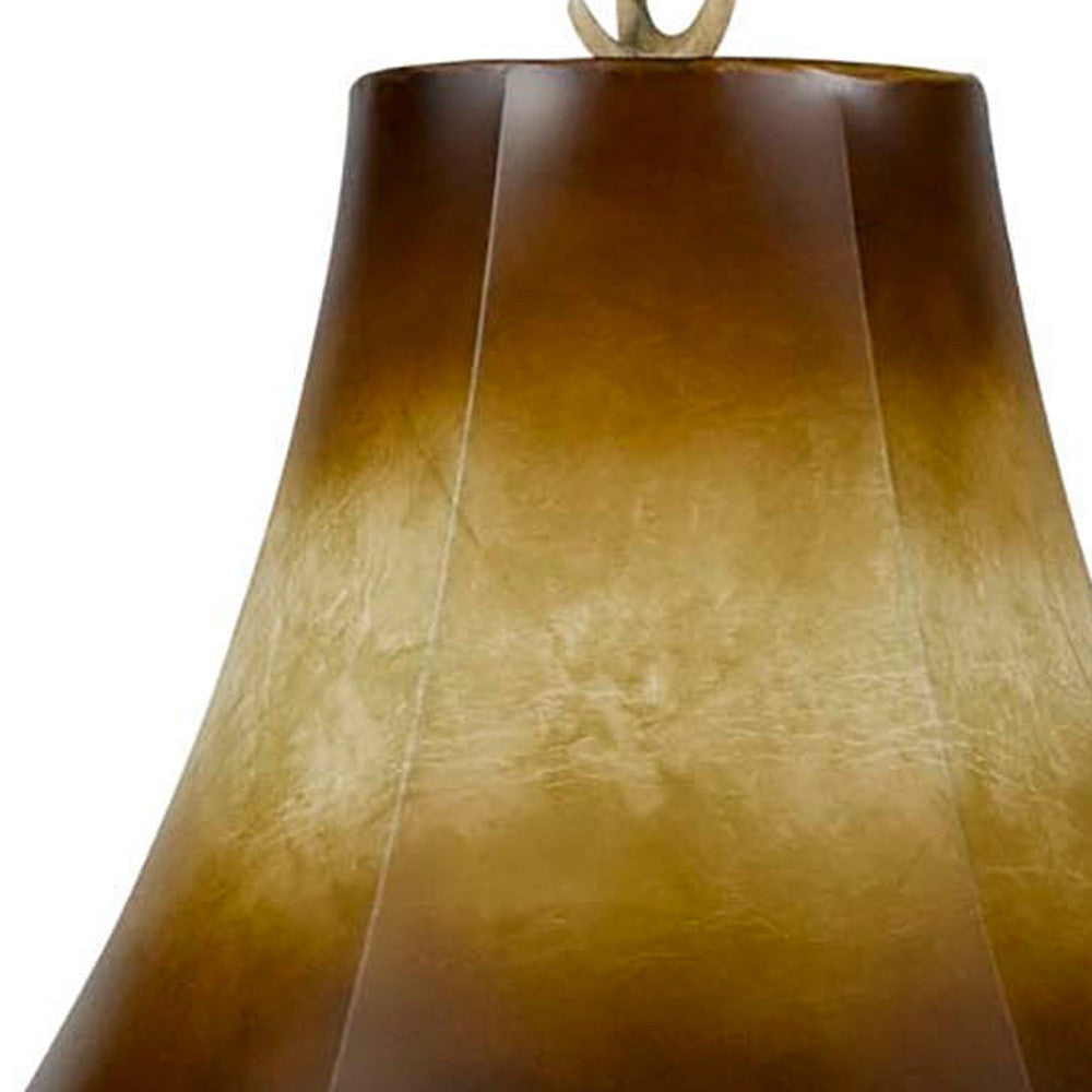 30" Brown Antlers Table Lamp With Two Tone Brown Bell Shade