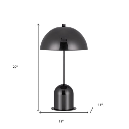 20" Gunmetal Metal Desk Table Lamp With Gunmetal Dome Shade