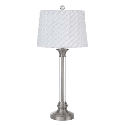 32" Nickel Metal Table Lamp With White Empire Shade