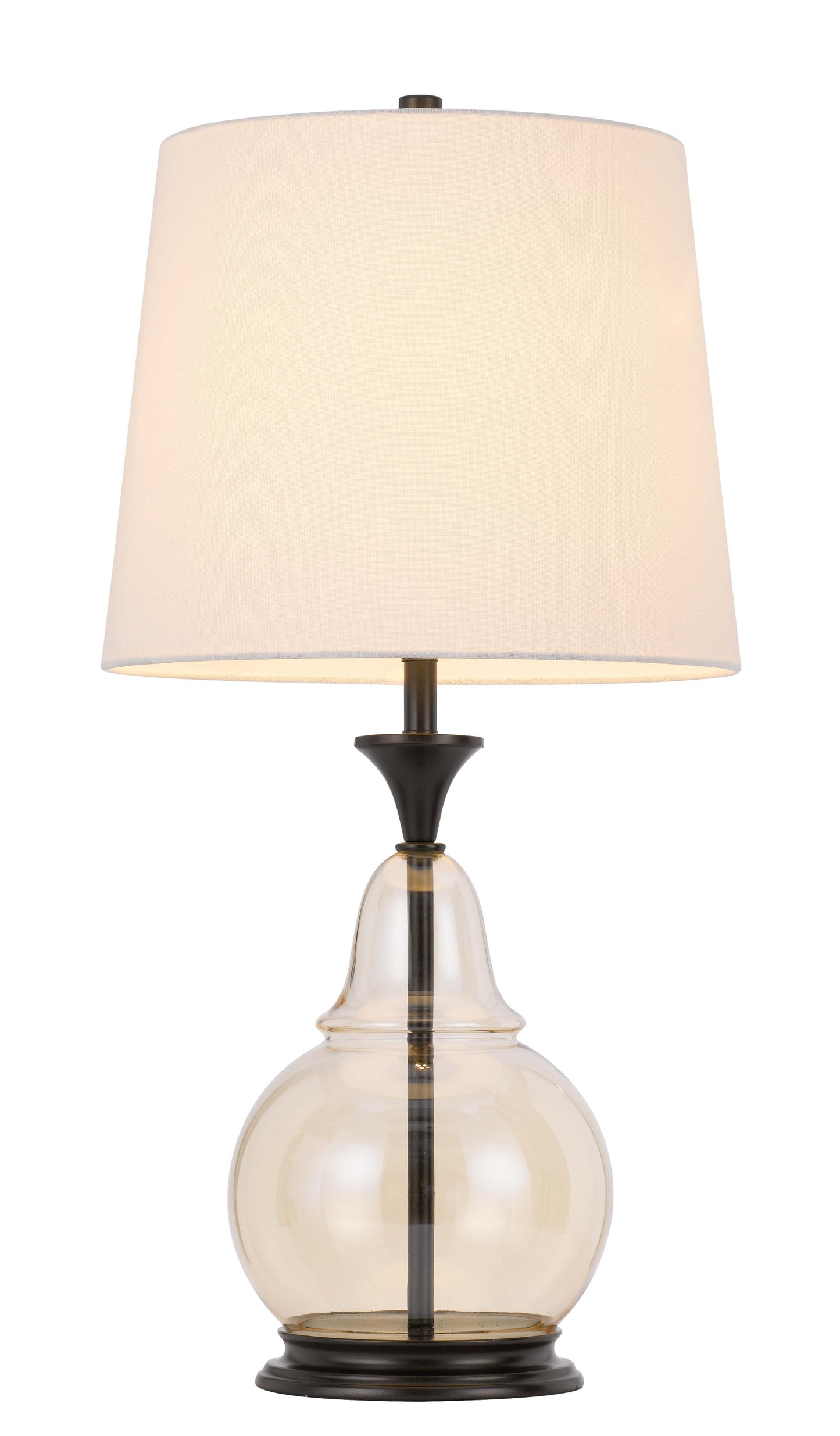 28" Clear Metal Table Lamp With White Empire Shade