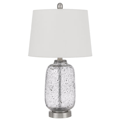 24" Nickel Metal Table Lamp With White Empire Shade