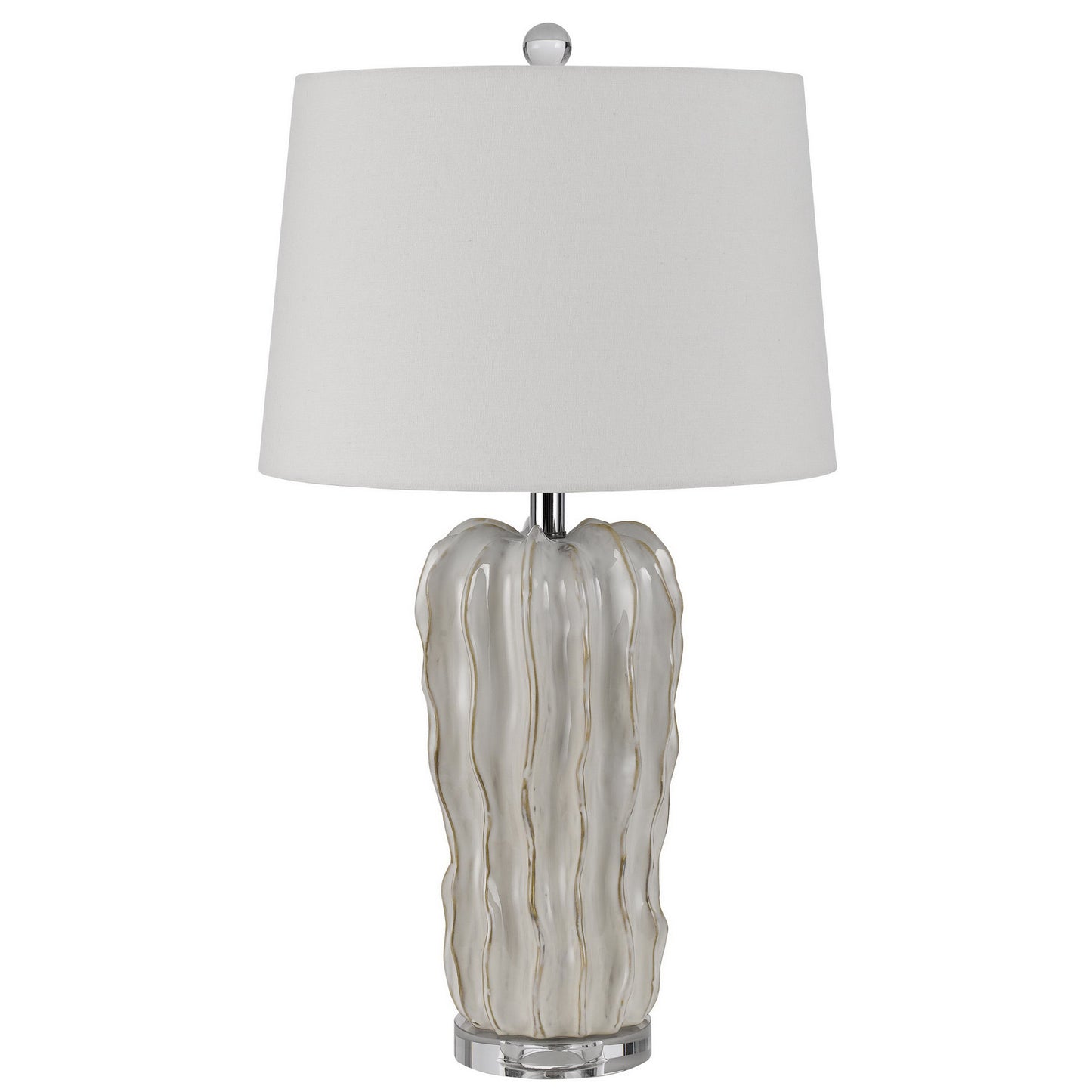 28" Pearl Glass Table Lamp With White Empire Shade