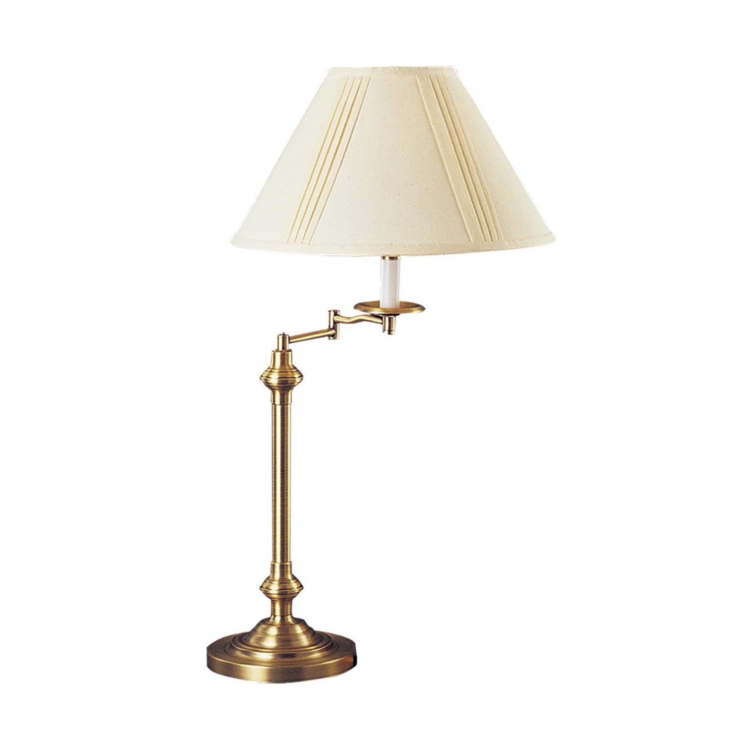 30" Bronze Metal Table Lamp With Off White Empire Shade