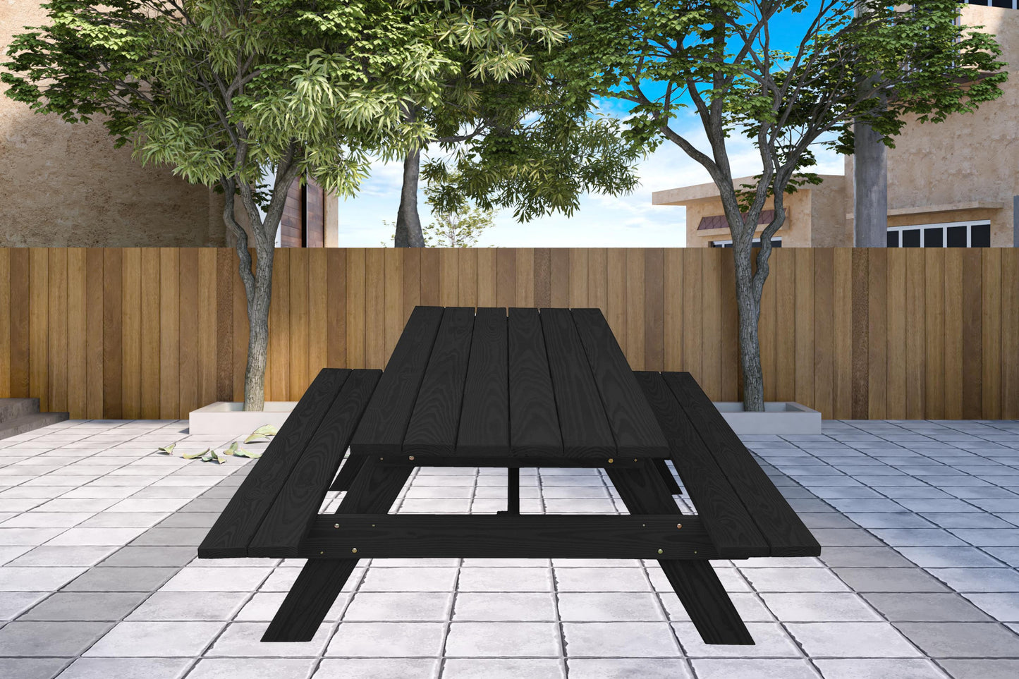 Charcoal Solid Wood Outdoor Picnic Table