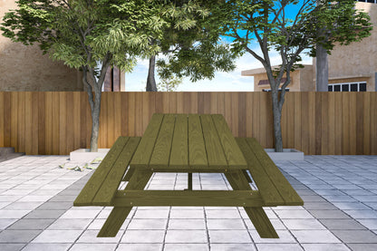 Green Solid Wood Outdoor Picnic Table