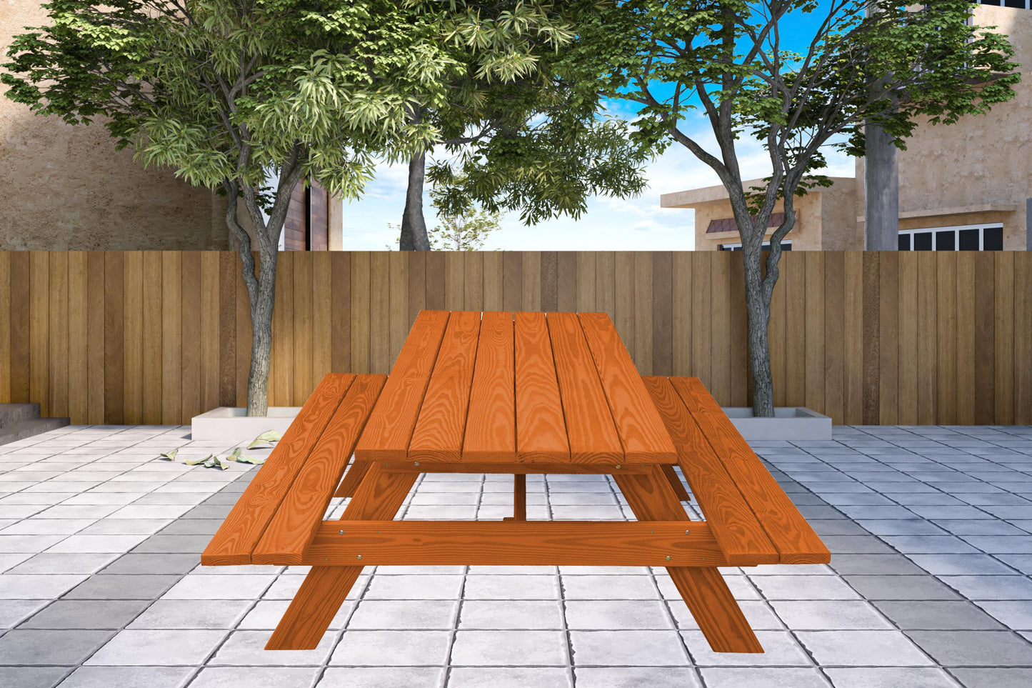 Redwood Solid Wood Outdoor Picnic Table