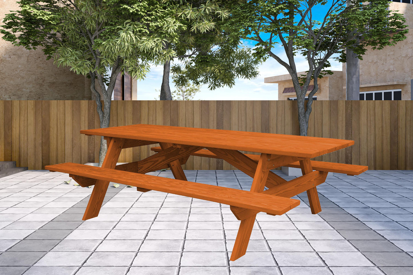 Redwood Solid Wood Outdoor Picnic Table