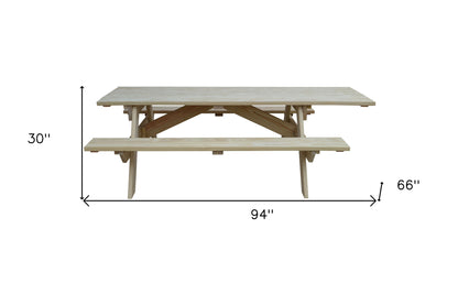 Natural Solid Wood Outdoor Picnic Table