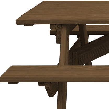 Wood Brown Solid Wood Outdoor Picnic Table