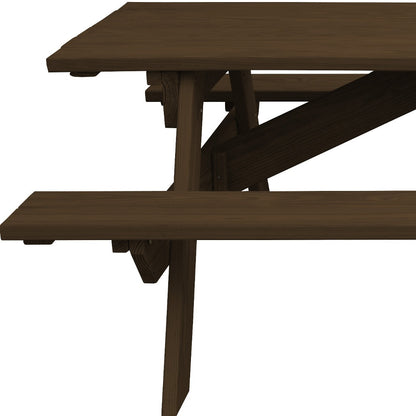 Dark Brown Solid Wood Outdoor Picnic Table