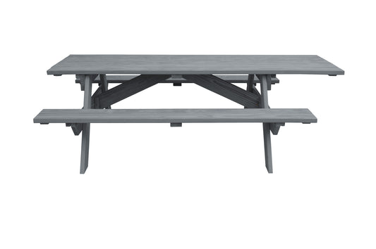 Gray Solid Wood Outdoor Picnic Table
