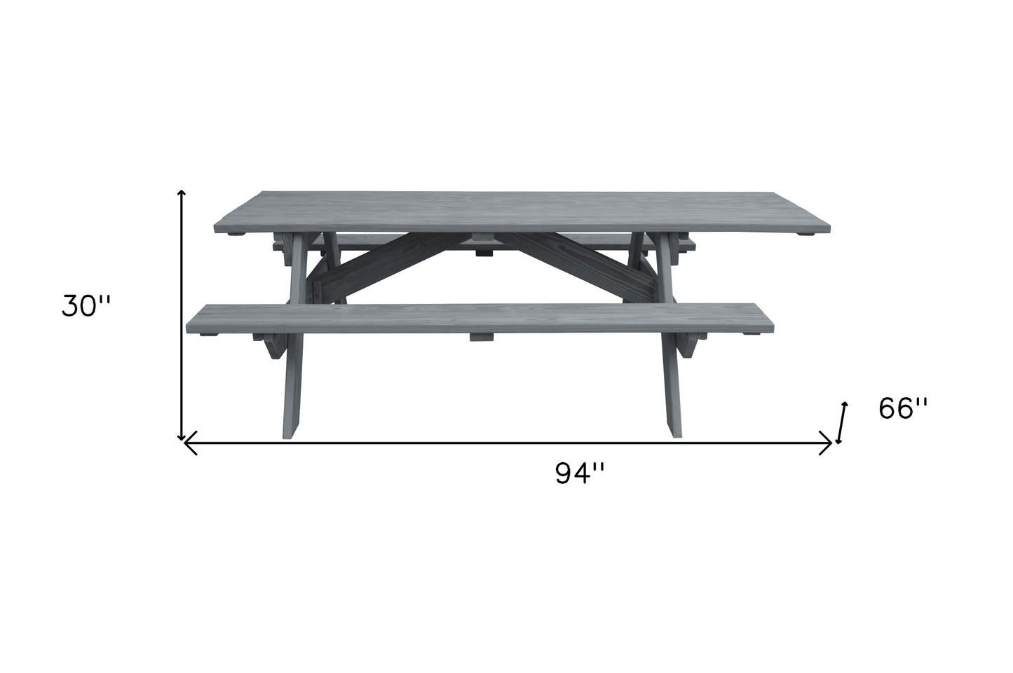 Gray Solid Wood Outdoor Picnic Table