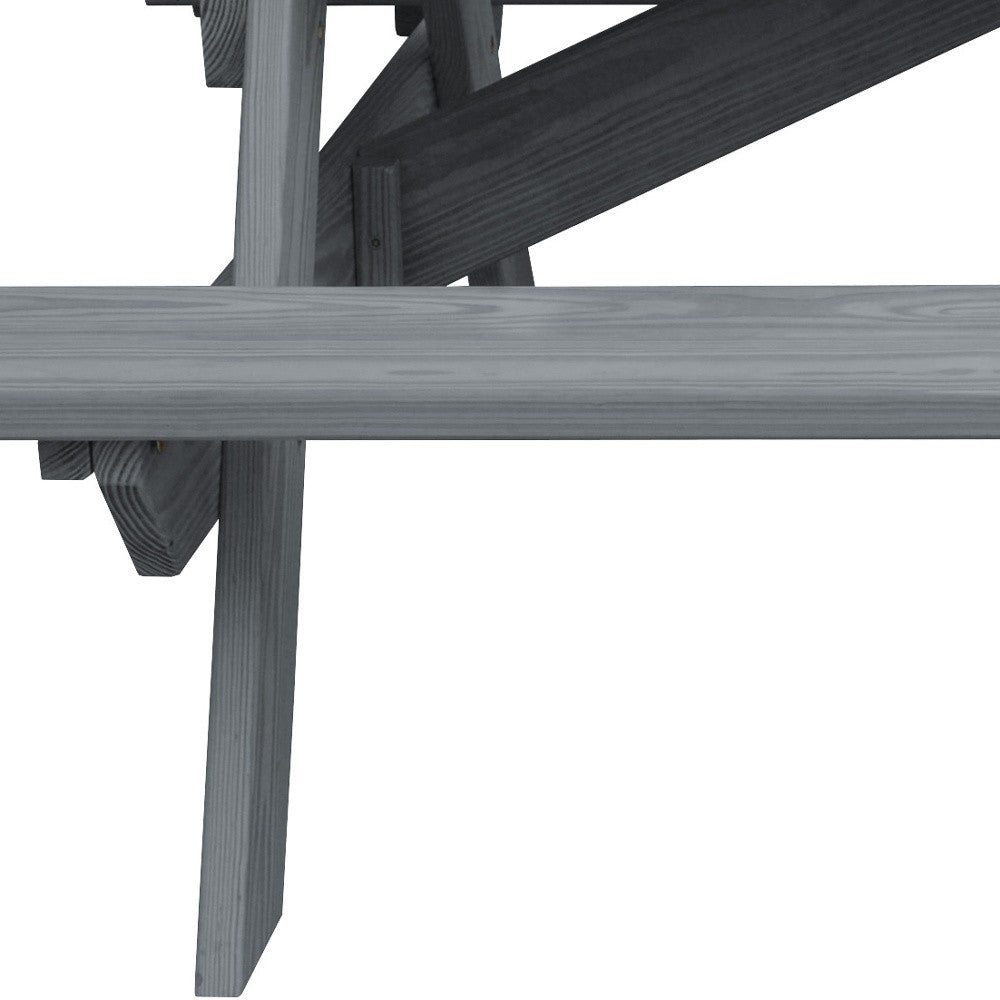 Gray Solid Wood Outdoor Picnic Table