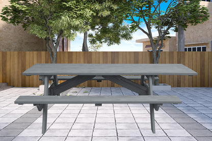 Gray Solid Wood Outdoor Picnic Table