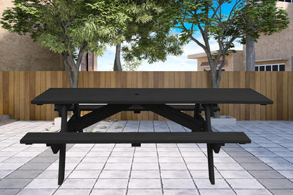 Charcoal Solid Wood Outdoor Picnic Table Umbrella Hole