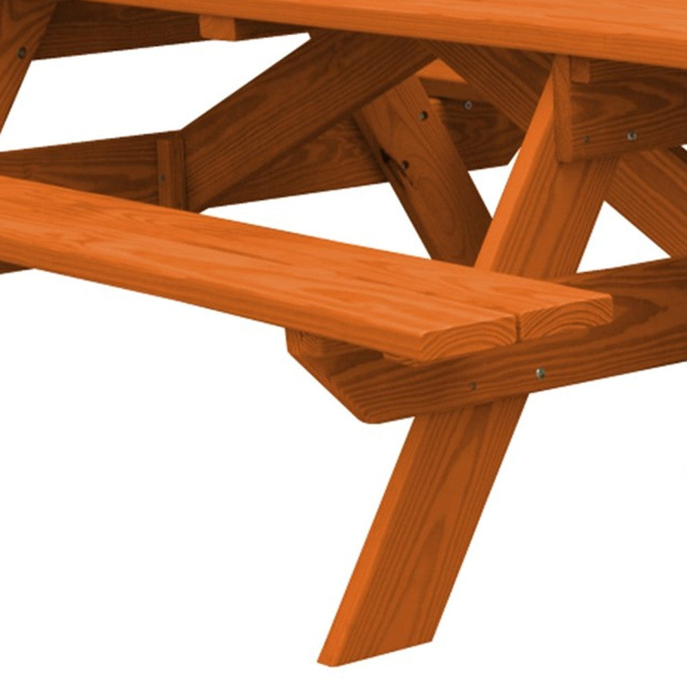 Redwood Solid Wood Outdoor Picnic Table Umbrella Hole