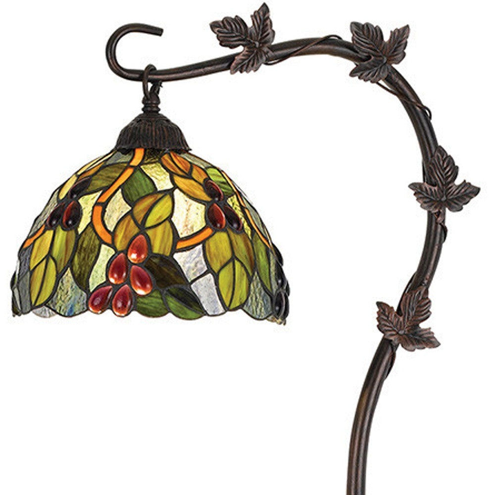 61" Bronze Traditional Shaped Floor Lamp With Green Yellow Dome Shade