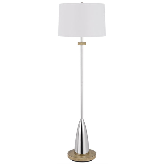 61" Chrome Traditional Shaped Floor Lamp With White Square Shade