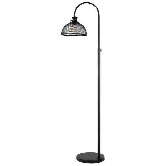 61" Black Adjustable Traditional Shaped Floor Lamp With Bronze Dome Shade