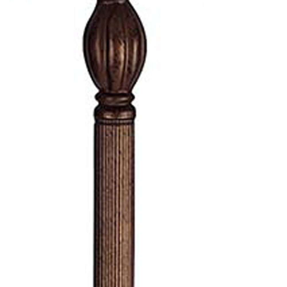 62" Rusted Two Light Traditional Shaped Floor Lamp With Champagne Bell Shade