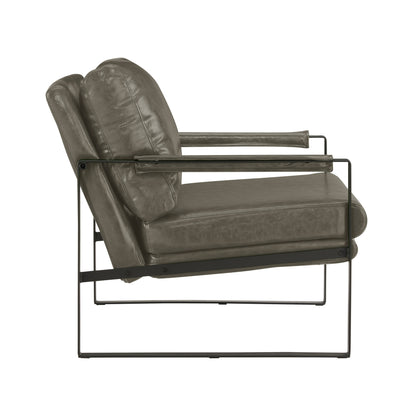 27" Dark Gray Faux Leather And Black Arm Chair