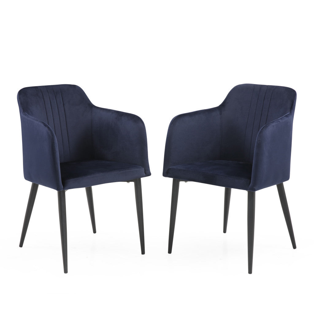 Set Of Two 23" Blue And Black Microfiber Arm Chairs