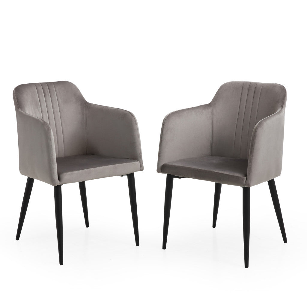 Set Of Two 23" Gray And Black Microfiber Arm Chairs