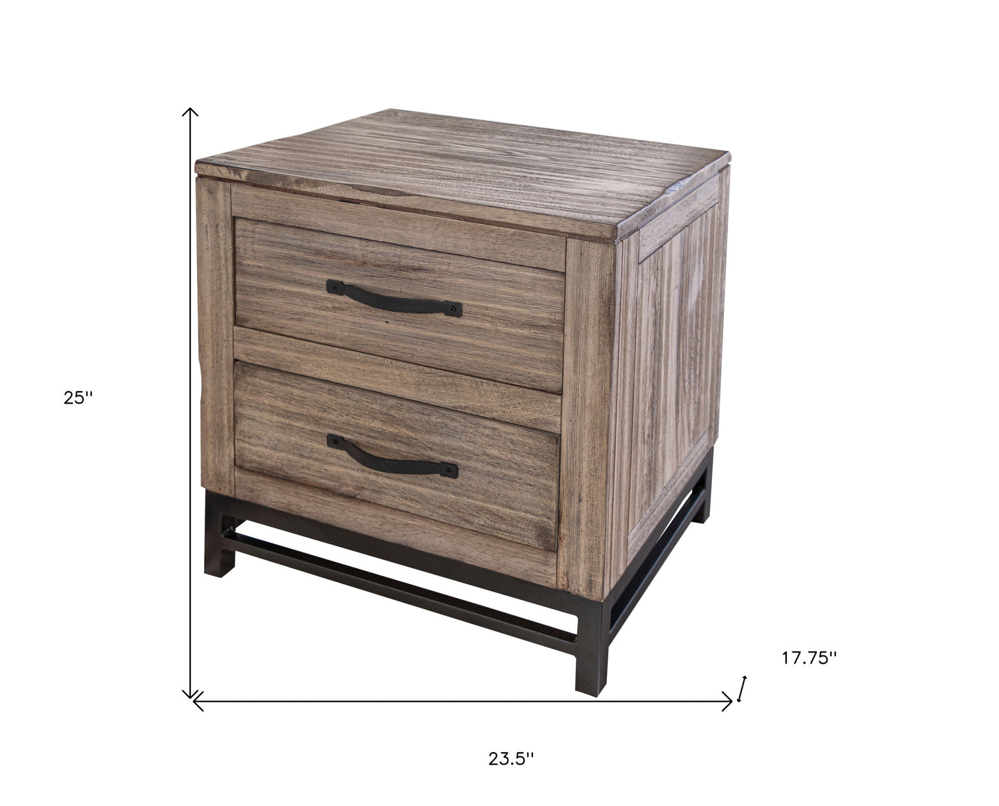 25" Brown Two Drawer Nightstand