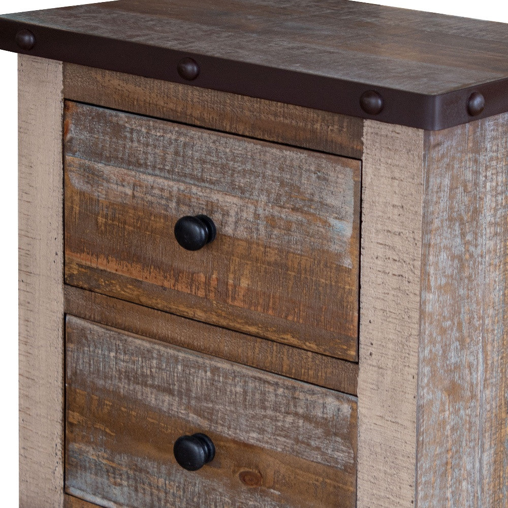 22" Brown Two Drawer Nightstand