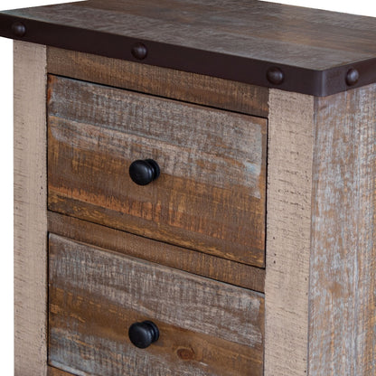22" Brown Two Drawer Nightstand