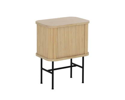 24" Natural Modern Sliding Door Nightstand