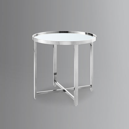 22" Gold Glass Round Mirrored End Table