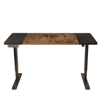 63" Adjustable Brown And Black And Black Standing Desk