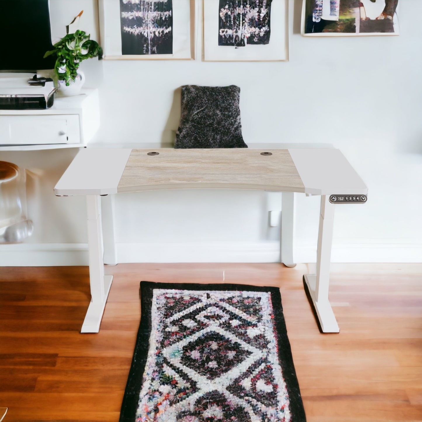 63" Adjustable White Unique Standing Desk