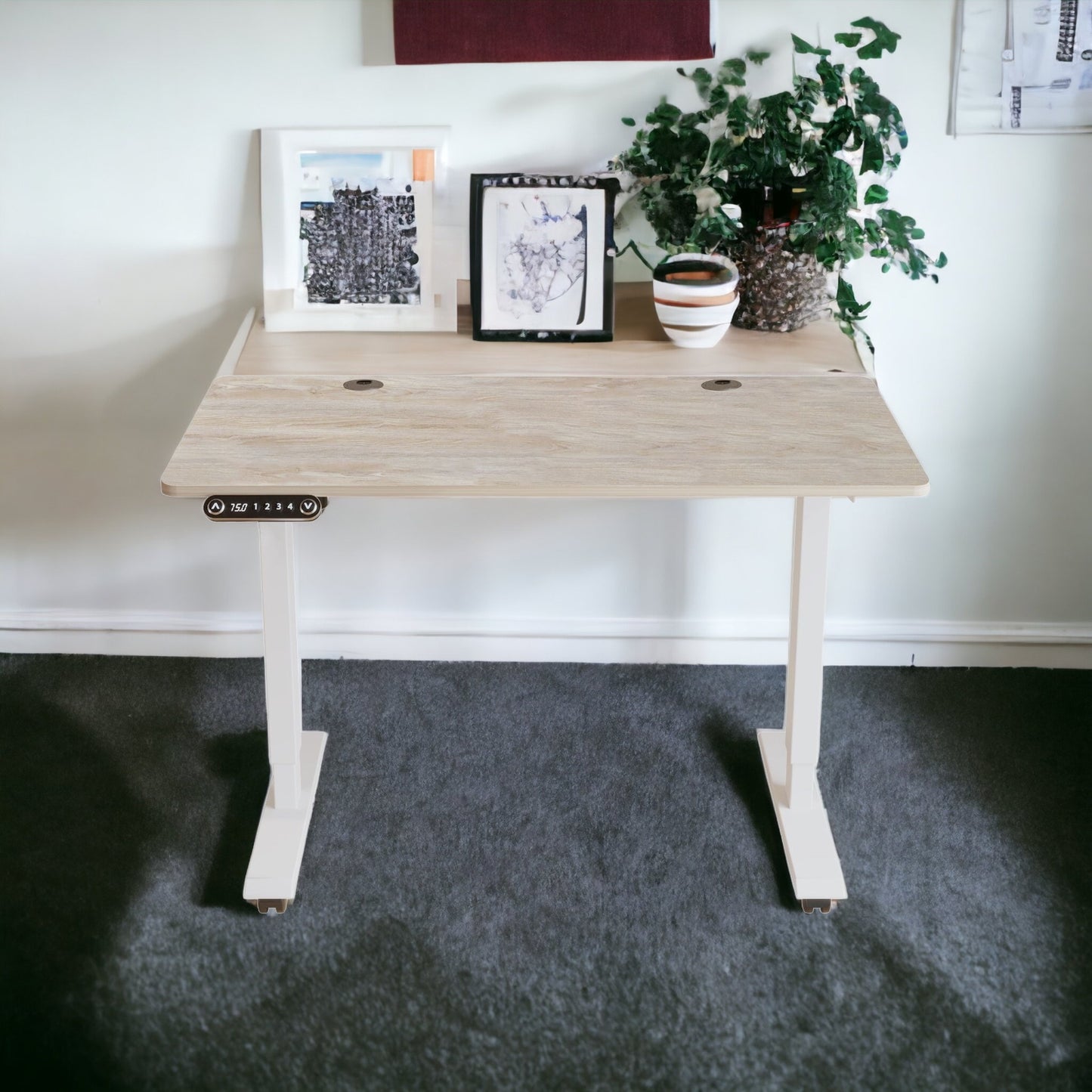 48" Adjustable Light Khaki And White Standing Desk