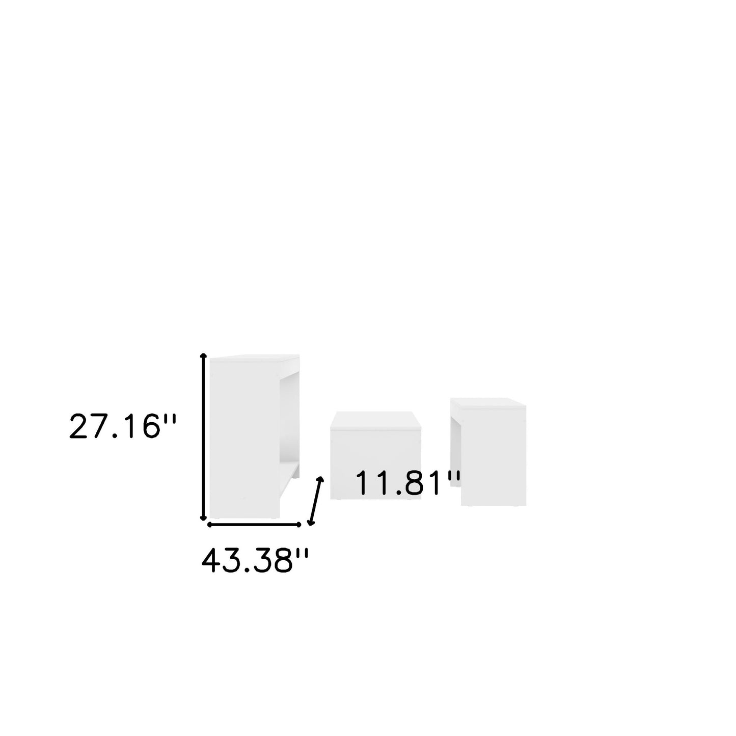 Set of Three 43" White Coffee Table