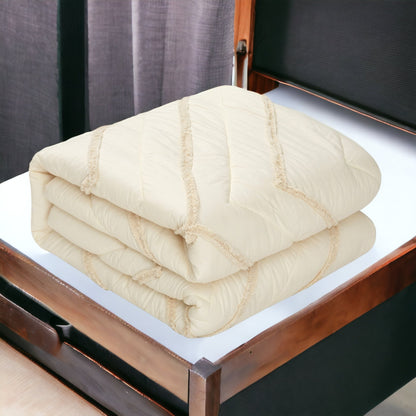 Beige King 100% Cotton 220 Thread Count Washable Down Comforter Set
