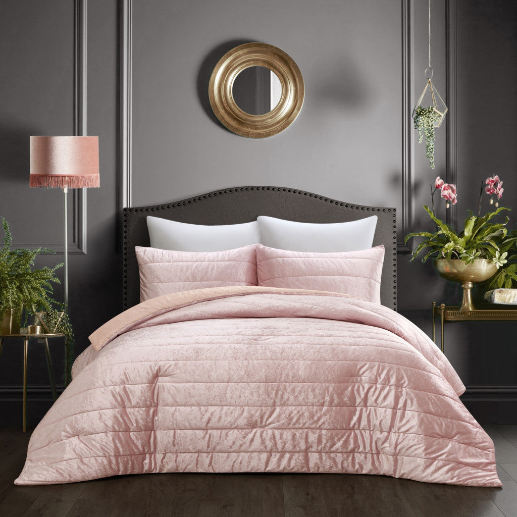 Blush Queen Polyester 180 Thread Count Washable Down Comforter Set