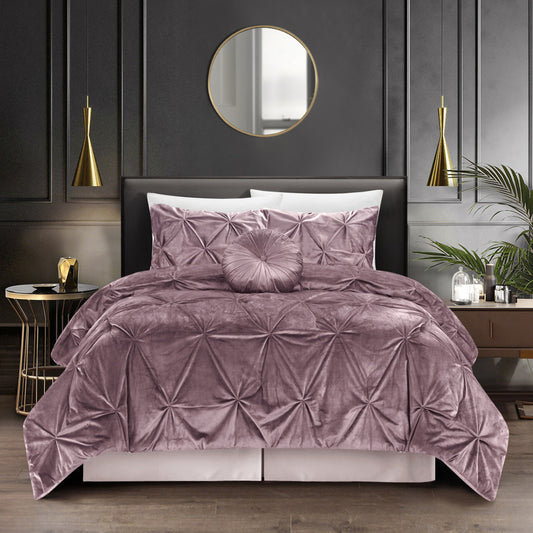 Blush King PolYester 130 Thread Count Washable Down Comforter Set