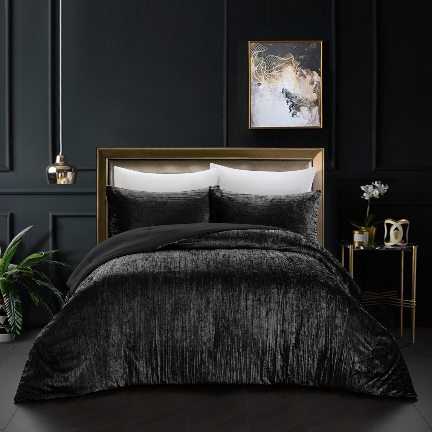 Dark Slate Gray Queen Polyester 180 Thread Count Washable Down Comforter Set