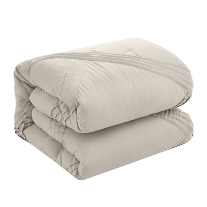 Beige Queen Polyester 180 Thread Count Washable Down Comforter Set