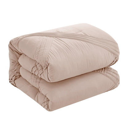 Beige Queen Polyester 180 Thread Count Washable Down Comforter Set