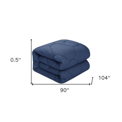 Navy Blue Queen Polyester 180 Thread Count Washable Down Comforter Set