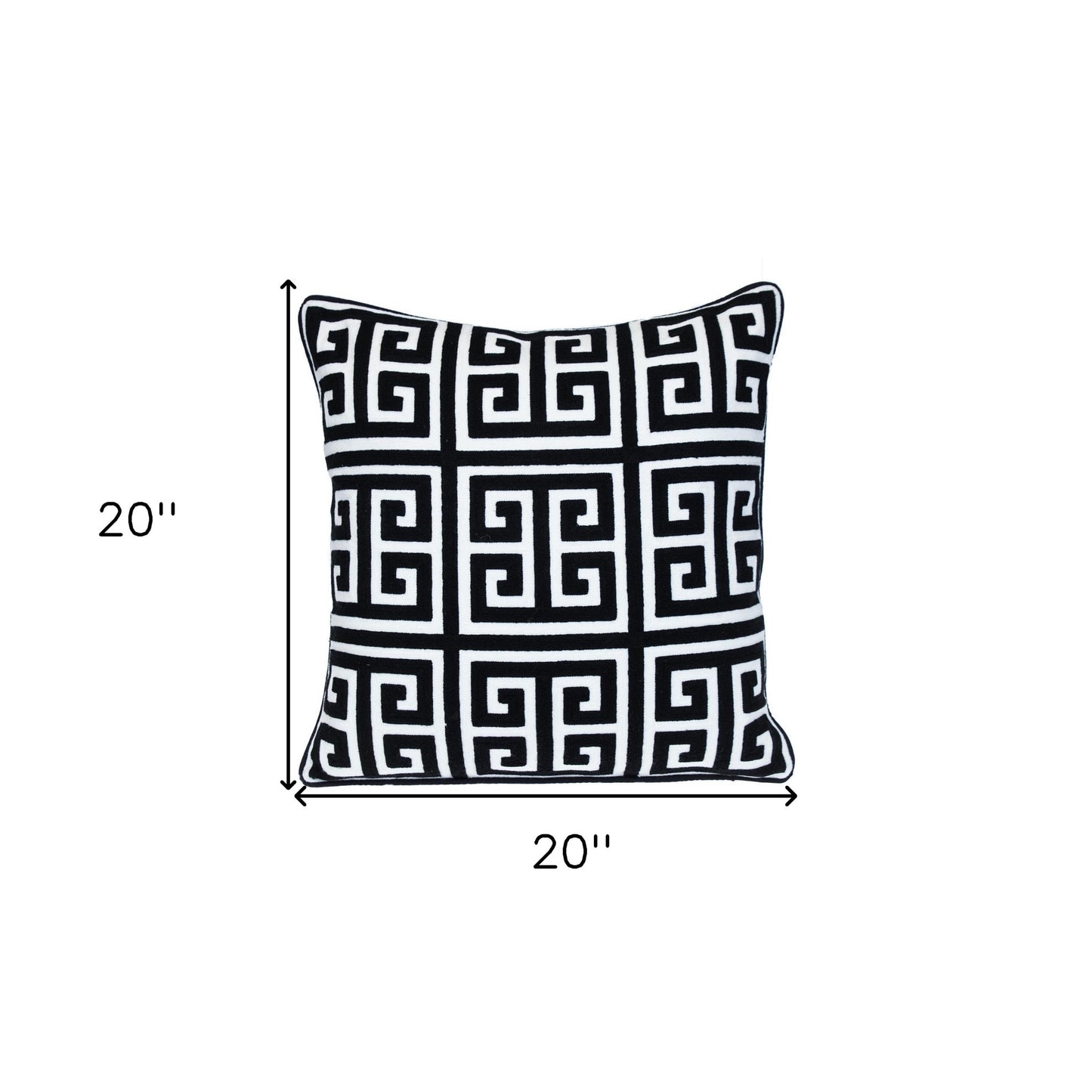 18" X 18" Black 100% Cotton Interlocking Zippered Pillow