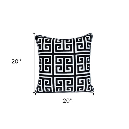 18" X 18" Black 100% Cotton Interlocking Zippered Pillow