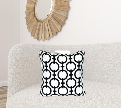 18" X 18" Black 100% Cotton Geometric Zippered Pillow