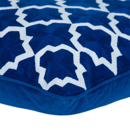18" X 18" Blue 100% Cotton Geometric Zippered Pillow