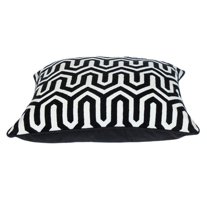 18" X 18" Black 100% Cotton Geometric Zippered Pillow