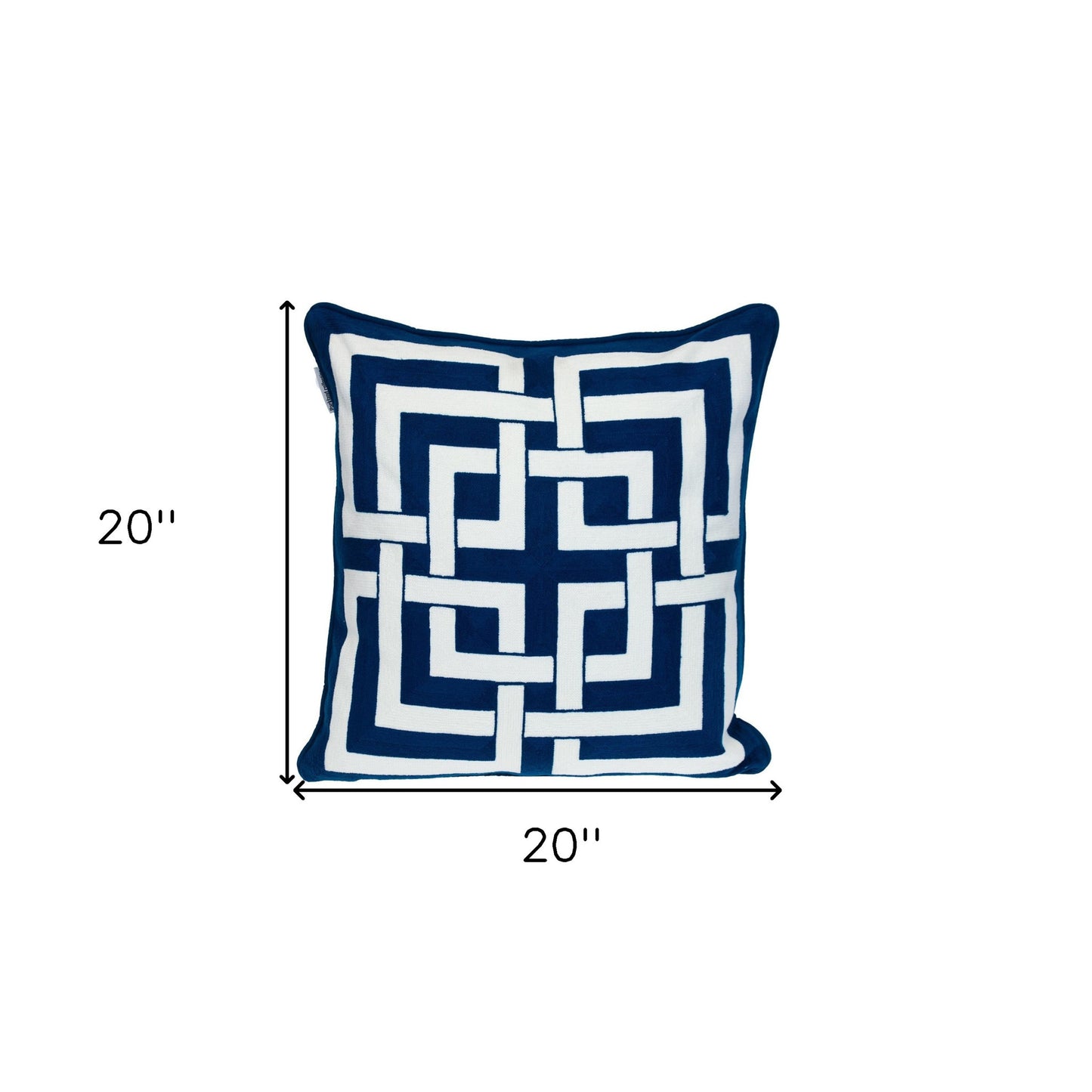 18" X 18" Blue 100% Cotton Interlocking Zippered Pillow