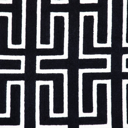 20" X 20" Black Geometric Cotton Zippered Pillow